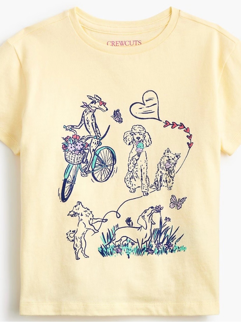 🆕 Crewcuts Yellow Dogs Day Out Cute T-Shirt SM 6-7 by JCrew NWTA RETAIL $39